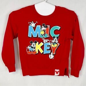 Disney Mickey Mouse Sweatshirt Jerry Leigh Colorful Spellout Juniors Size XS Red